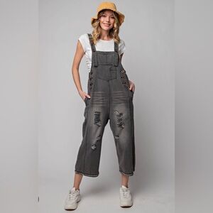 Easel Denim Distressed Overalls Size Medium